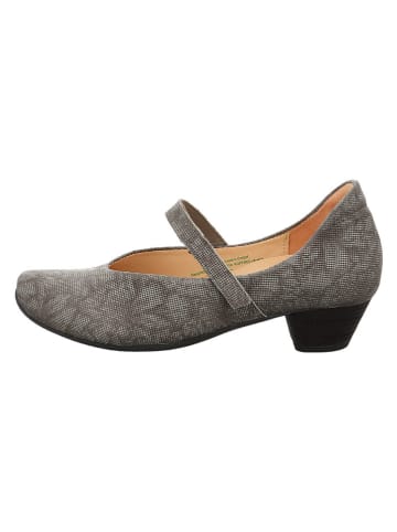 Leder-Pumps in Grau