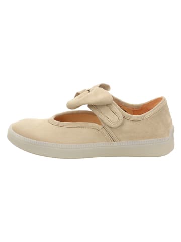 Leder-Spangenballerinas in Beige