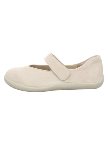 Leder-Spangenballerinas in Beige