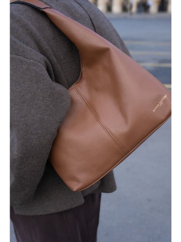 Leren schoudertas "Nord" camel - (B)36 x (H)24 x (D)13 cm