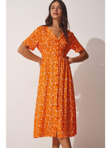 Jurk oranje/wit