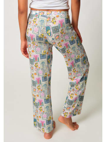 Pyjamabroek wit/blauw/lichtroze