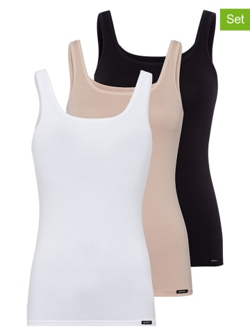 3-delige set: hemdjes wit/beige/zwart
