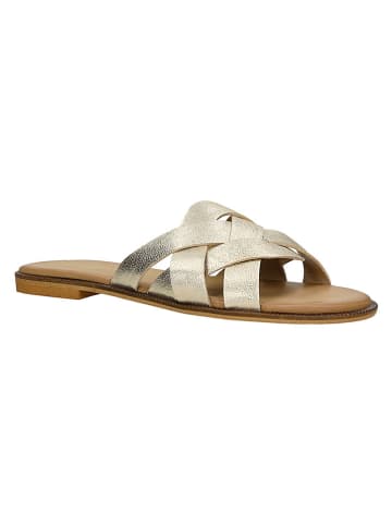 Leder-Pantoletten in Gold