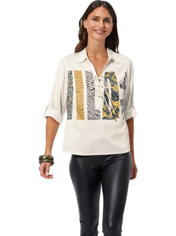 Bluse in Creme/ Khaki