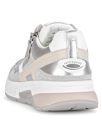 Leren sneakers zilverkleurig/grijs/wit