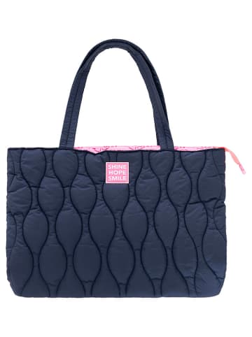 Shopper "Steppung & Patch" donkerblauw - (B)50 x (H)35 x (D)13 cm