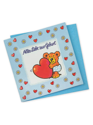 Glitter-Grußkarte "Herzbär" in Blau