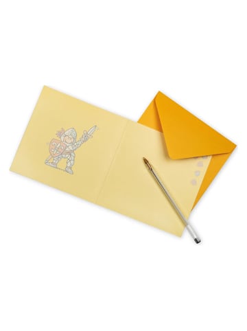 Glitter-Grußkarte "Ritter" in Gelb