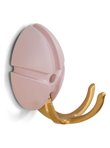 Kapstokhaken ''Tick'' lichtroze/goudkleurig - (B)7,5 x (H)9,5 x (D)3,5 cm