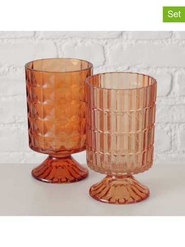2er-Set: Windlichter "Taloa" in Orange - (H)17,2 cm