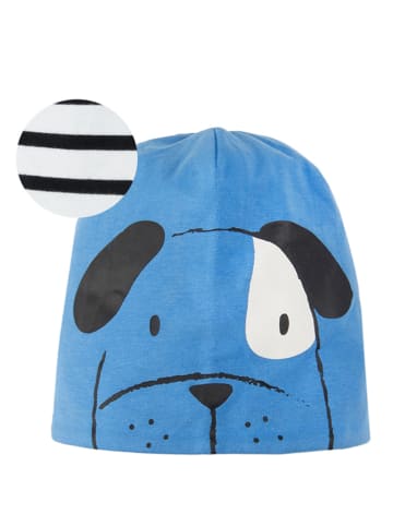 Dwustronna czapka beanie w kolorze niebiesko-biało-czarnym