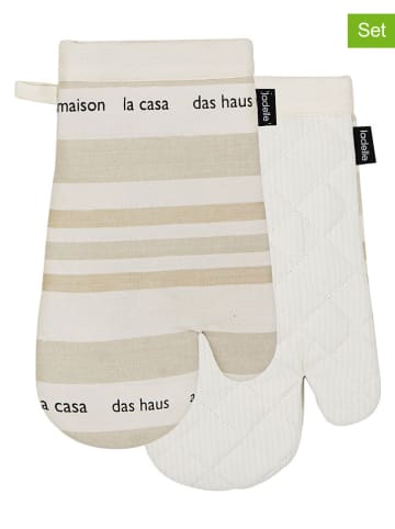2er-Set: Ofenhandschuhe "La Casa" in Beige - (L)33 x (B)18 cm