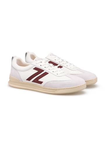 Leder-Sneakers in Bordeaux/ Weiß
