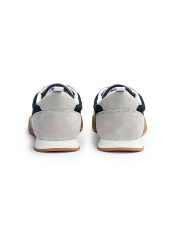 Leder-Sneakers in Grau/ Dunkelblau