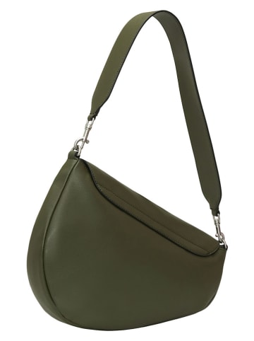 Leder-Schultertasche "Oval" in Khaki - (B)33 x (H)21 x (T)5 cm