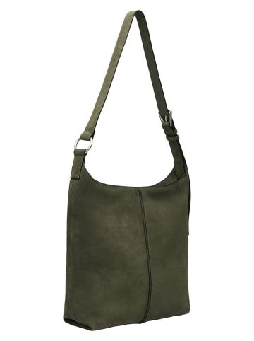 Leder-Schultertasche "Demi" in Khaki - (B)30 x (H)31 x (T)11 cm