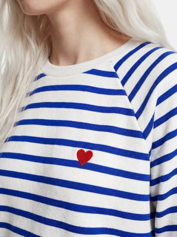 Sweatshirt "Greta" in Weiß/ Blau
