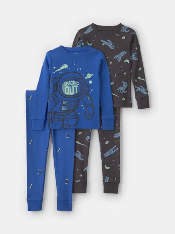 2er-Set: Pyjamas in Blau/ Anthrazit
