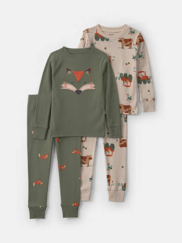 2-delige set: pyjama's groen/beige