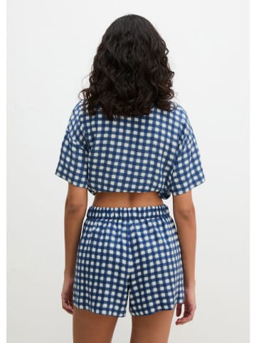 Pyjama-Shorts in Dunkelblau/ Weiß