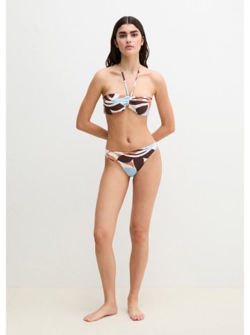 Figi bikini w kolorze brązowo-błękitno-kremowym