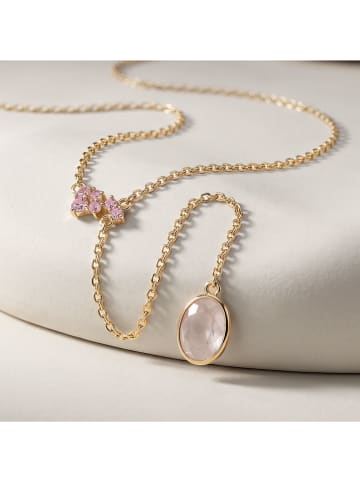 Vergulde ketting met edelstenen - (L)40 cm
