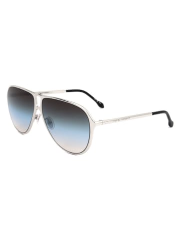 Damen-Sonnenbrille in Silber/ Dunkelblau