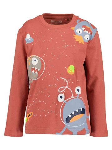 2-delige set: longsleeves koraalrood/donkerblauw