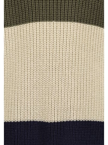 Sweter w kolorze oliwkowo-beżowo-granatowym