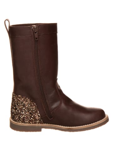 Leder-Winterstiefel in Dunkelbraun