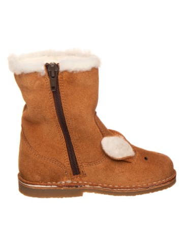Leder-Winterstiefel in Camel