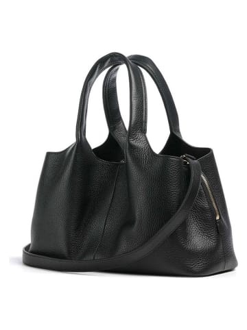 Leder-Henkeltasche in Schwarz - (B)32 x (H)20 x (T)14 cm
