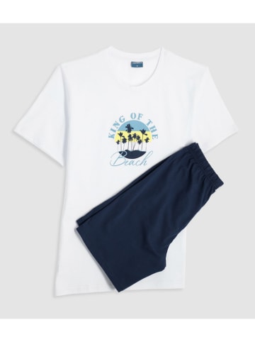 Pyjama wit/donkerblauw