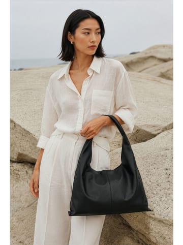 Leder-Shopper "Azia" in Schwarz - (B)42 x (H)43 x (T)14 cm
