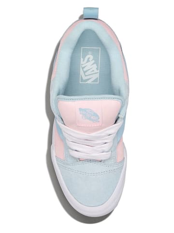 Leder-Sneakers in Hellblau/ Rosa