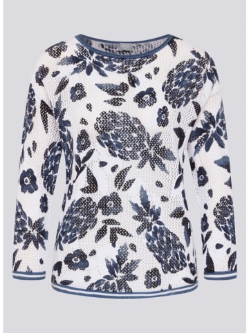 Pullover in Weiß/ Dunkelblau