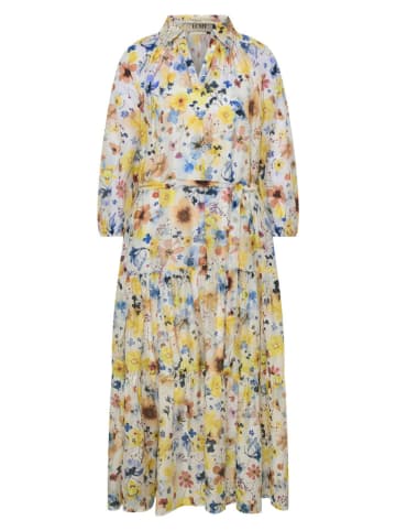 Kleid in Gelb/ Hellblau/ Weiß