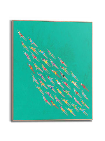 Ingelijste kunstdruk ''Colorful Swimmers Group''