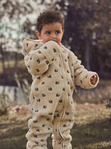 Fleece-Overall "Nalo" in Creme/ Grün