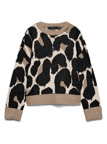 Pullover in Beige/ Schwarz