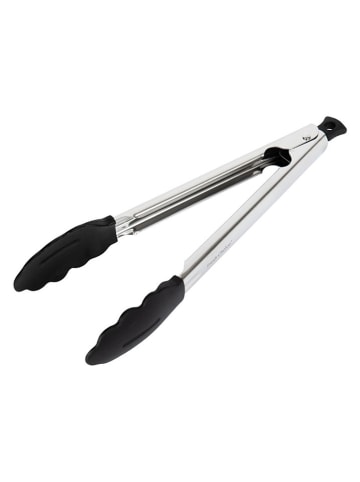 Szczypce kuchenne w kolorze srebrno-czarnym - wys. 32 cm