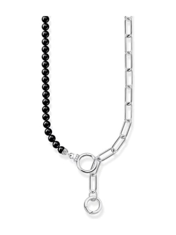Silber-Halskette mit Edelsteinen - (L)47 cm