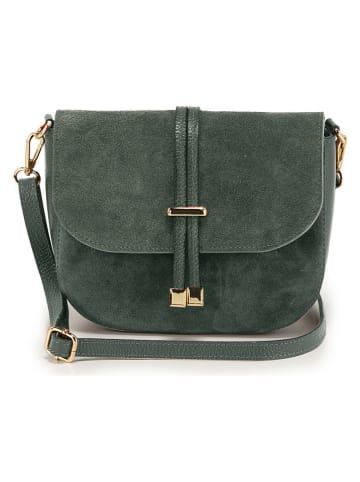 Leren schoudertas "Varallo" groen - (B)21 x (H)18 x (D)8 cm