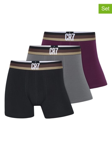 3er-Set: Boxershorts in Schwarz/ Grau/ Lila