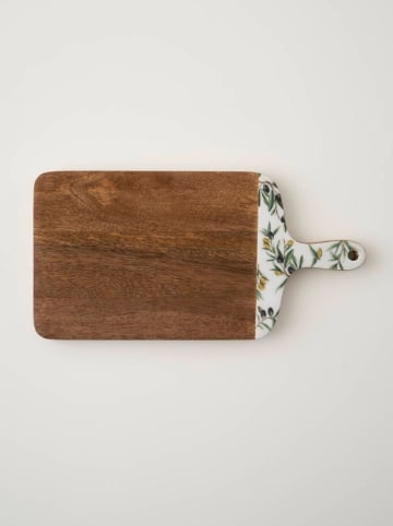 2-in-1 snijplank "Olive Mango" bruin/wit - (L)40 x (B)20 cm
