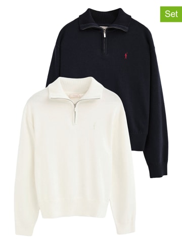 2er-Set: Pullover in Dunkelblau/ Creme