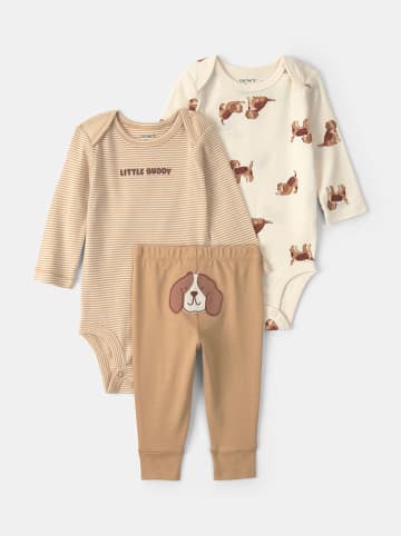 3tlg. Outfit in Hellbraun/ Beige