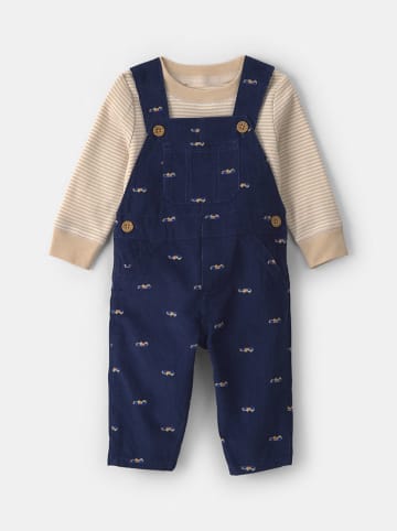 2-delige outfit donkerblauw/beige