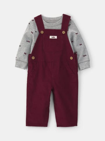 2-delige outfit bordeaux/grijs